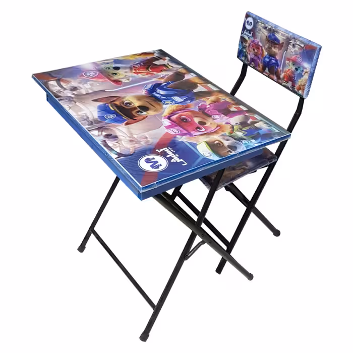 میز تحریر بدون باکس تاشو - به همراه صندلی - طرح سگ های نگهبان (پس کرایه)