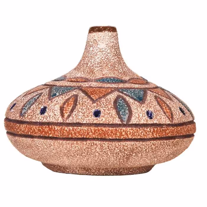 گلدان سفالی نقشینه عدسی