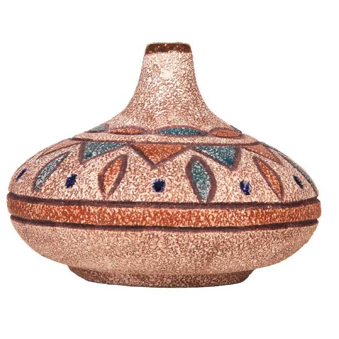 گلدان سفالی نقشینه عدسی