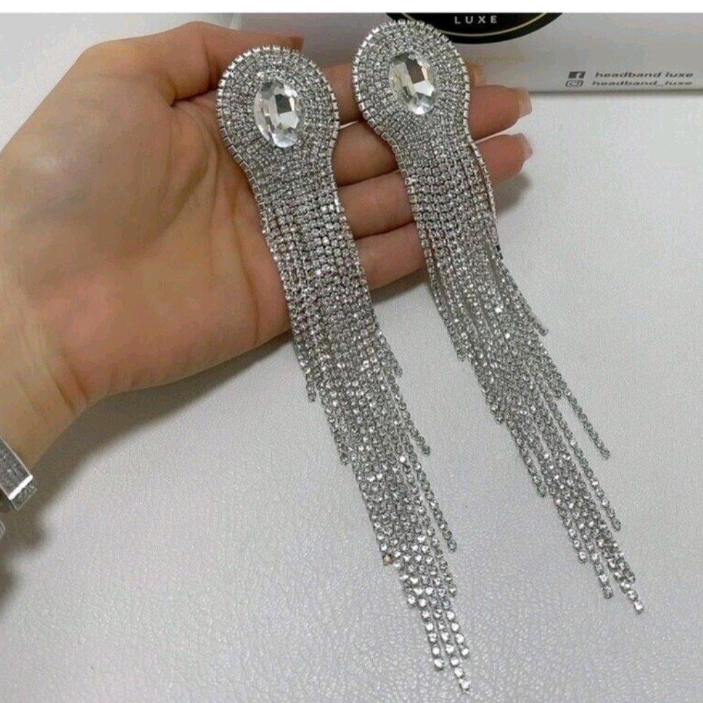 گوشواره نگین کریستال اشک اکسسوری زنانه