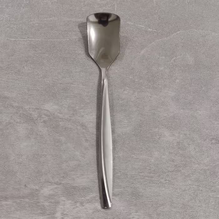 قاشق بستنی خوری طرح ماینز یک خطی بسته 6 عددی جنس فولاد ضد زنگ عیار 18 ضخامت 2 میل و طول 14.5سانت 