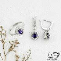 نیمست نقره925 با سنگ آماتیس کد 12752