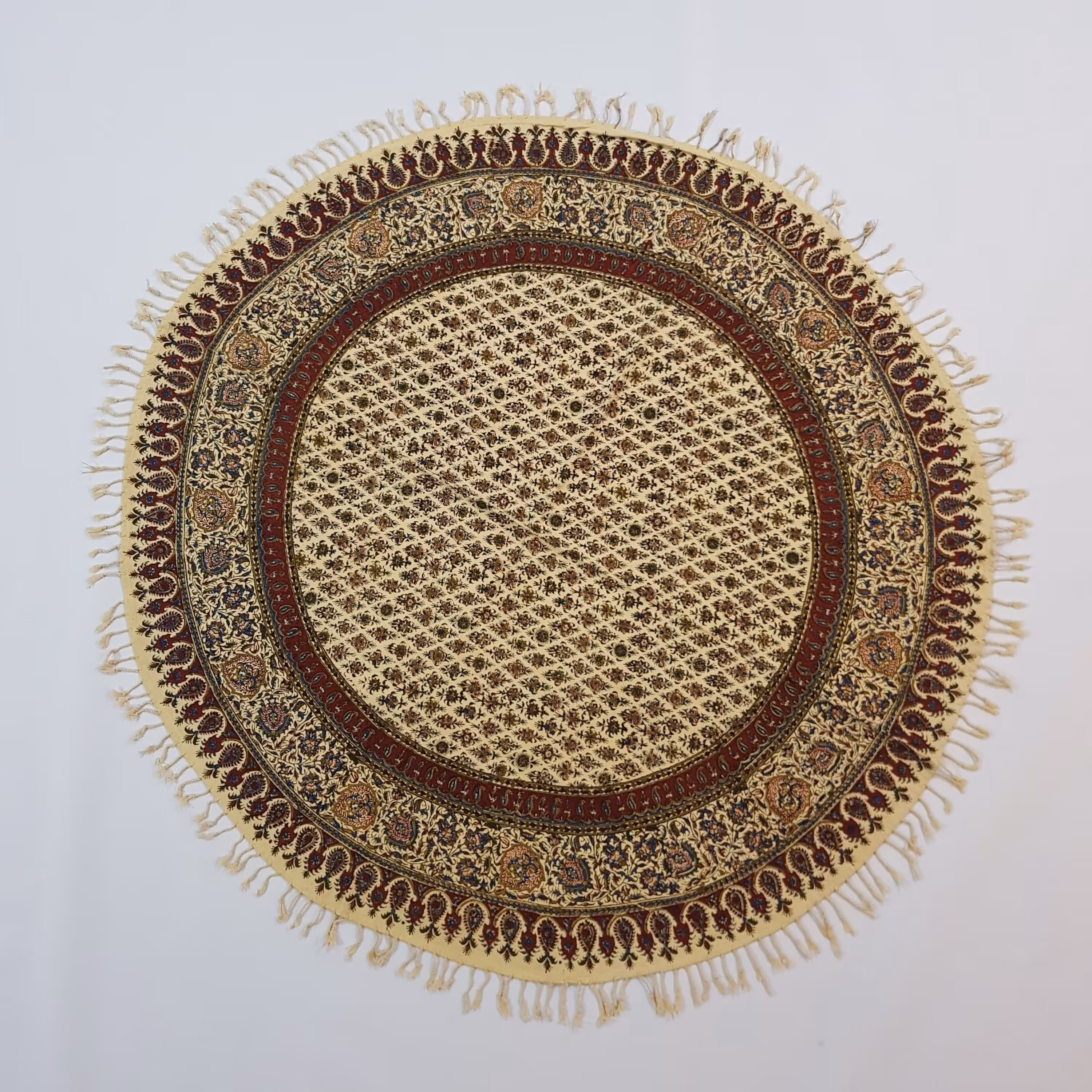 رومیزی قلمکارگرد صادراتی قطر120 