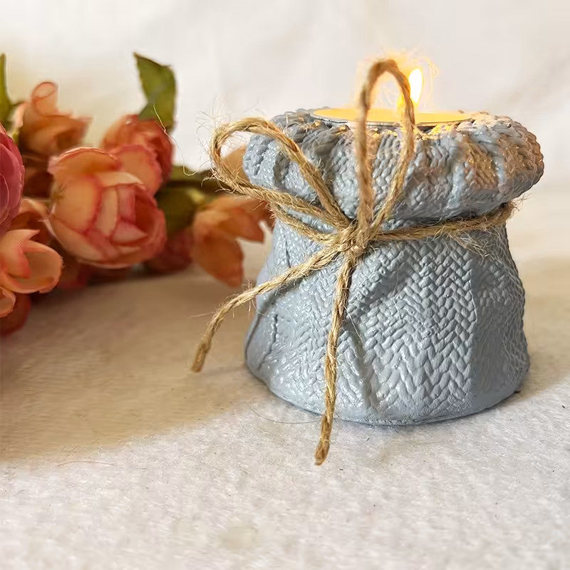 جاشمعی مدل بافت رنگ طوسی بسته 2 عددی ابعاد 6 در 7 سانتی متر