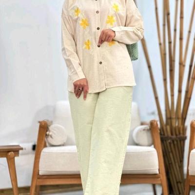 مانتو شلوار زنانه مدل نام : ست لنین نچرال