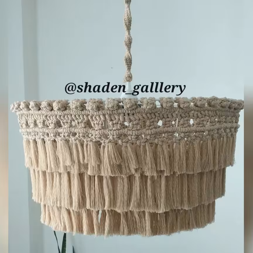 لوستر مکرومه سه طبقه در طرح و رنگ  دلخواه شما قطر 40