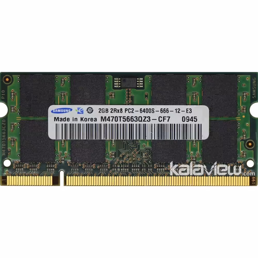 رم لپ تاپ سامسونگ 2GB مدل DDR2 باس 800MHZ-6400 کره KR M470T5663QZ3-CF7 تایمینگ CL6