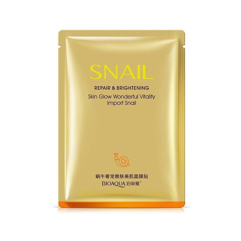 ماسک ورقه ای صورت حلزون بیوآکوا حاوی عصاره موکوز حلزون و گلیسرین حاوی عصاره موکوز حلزون و گلیسرین مرطوب کننده آبرسان 