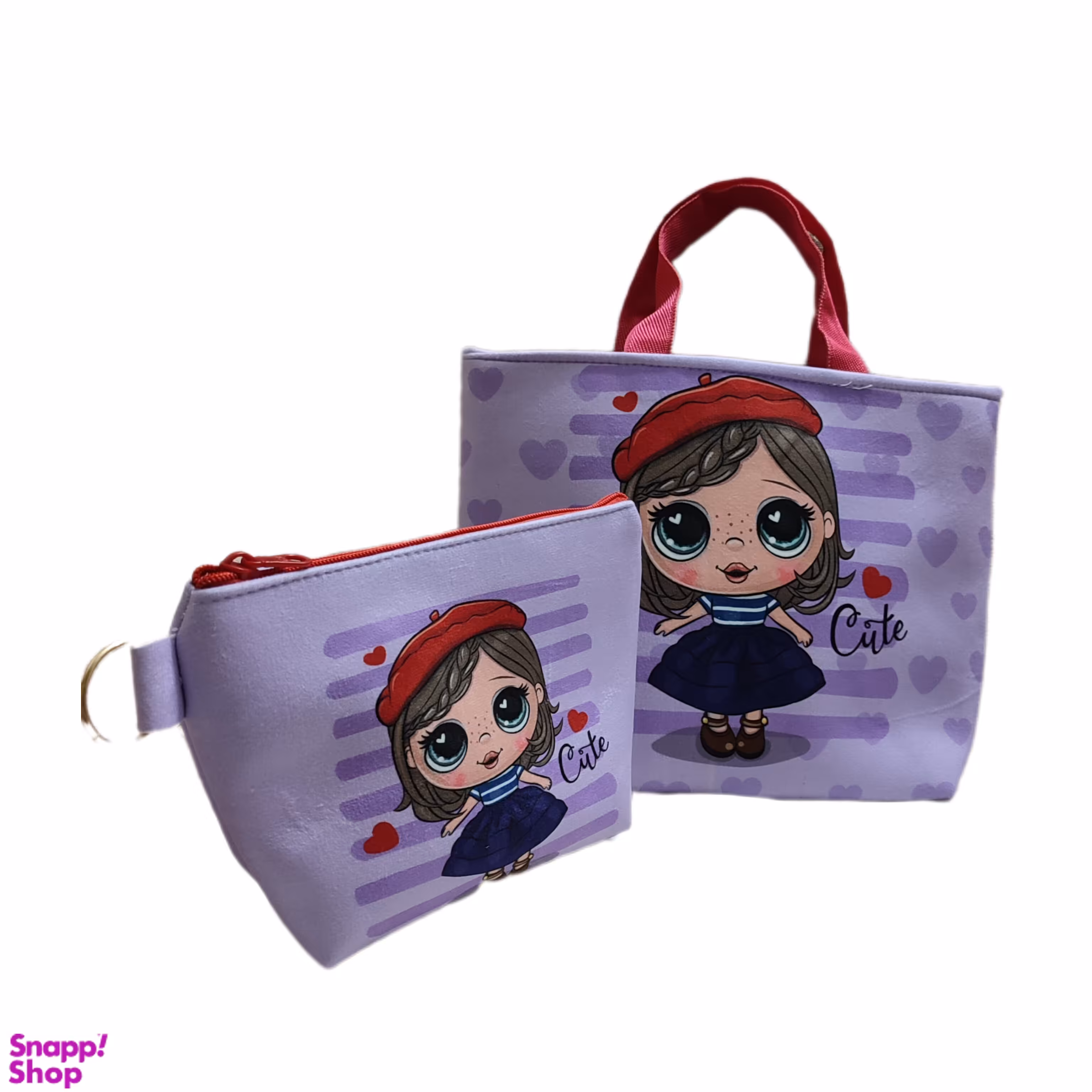 کیف رودوشی دخترانه طرح دختر کلاه قرمز به همراه کیف آرایشی