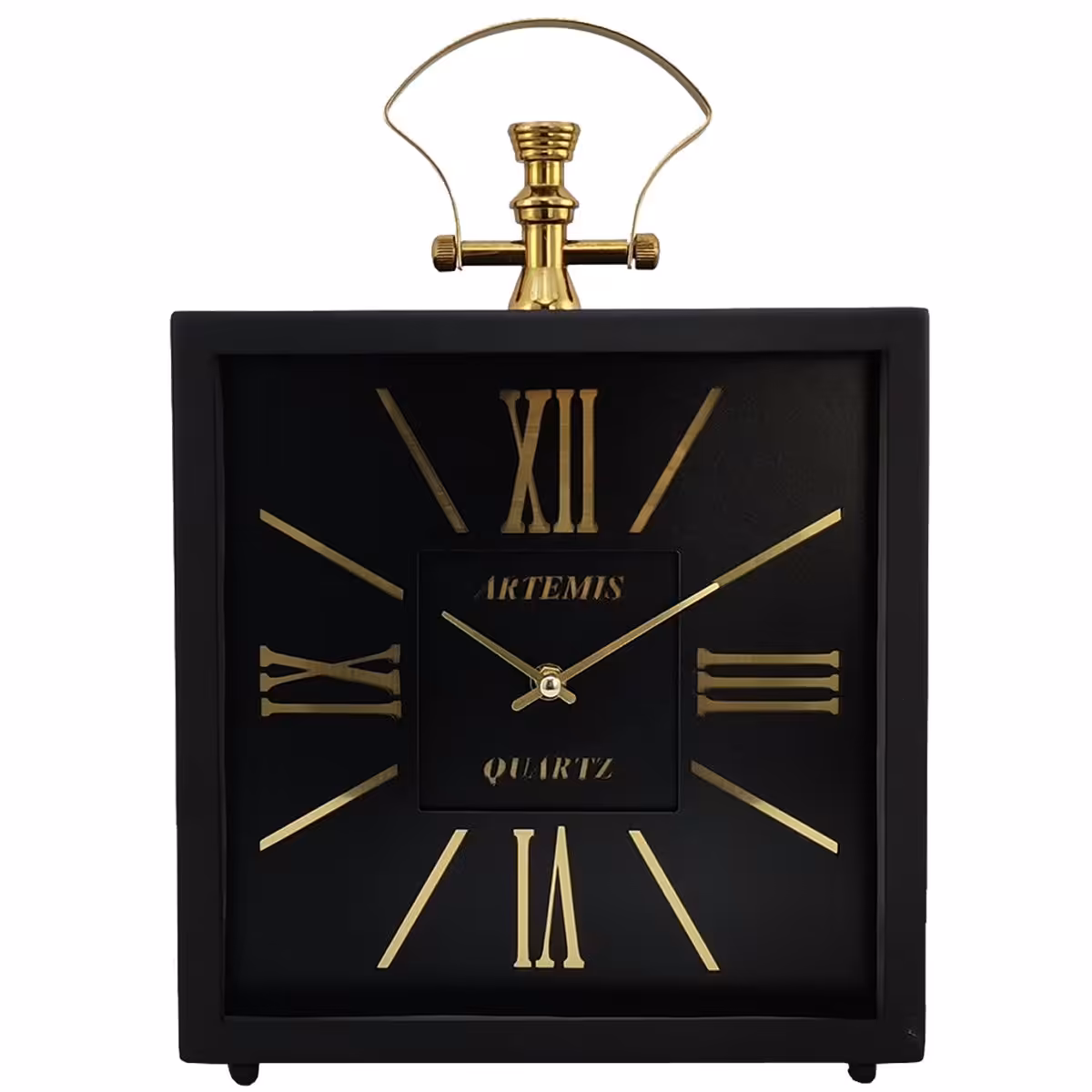 ساعت رومیزی آرتمیس مدل 2030 بلک (زه مشکی و صفحه مشکی) و اعداد گلد(طلایی)