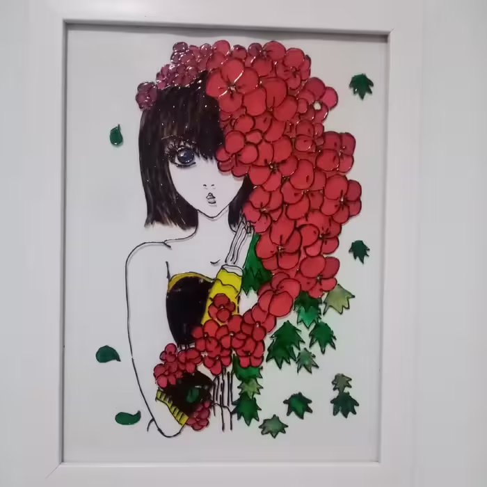 تابلو ویترای طرح دختر مهربون قابل سفارش در سایز و رنگ دلخواه شما