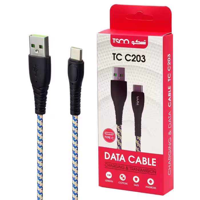 کابل شارژر TYPE-C TSCO مدل TC C203 با متراژ 1 متر

