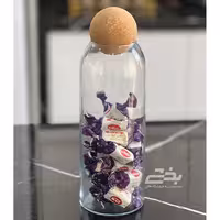 بانکه حبوبات شیشه ای درب چوب پنبه سایز 1 آنسه