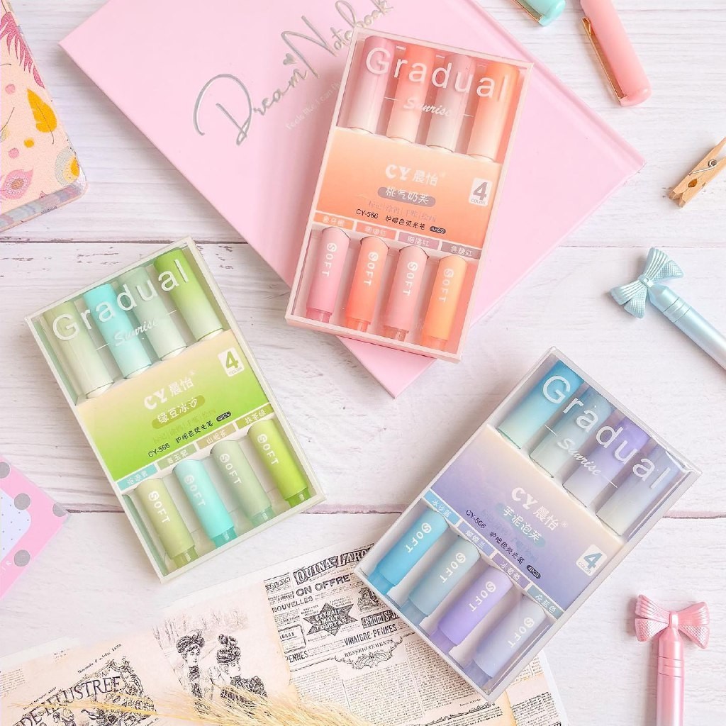  هایلایتر های 4تایی giudual سبز ابی قرمز 