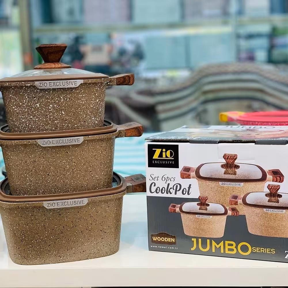 سرویس قابلمه 6پارچه گرانیتی جامبو  مربعی زیو مدل Z-8350-30