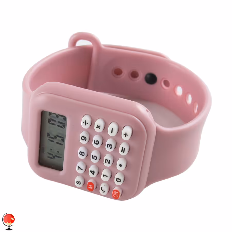 ساعت مچی ماشین حساب دار رنگ صورتی