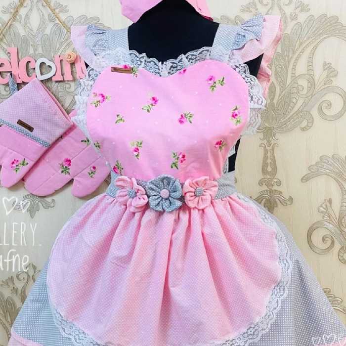 پیشبند بالاتنه قلبی دو دامنه  بالاتنه ضداب جنس کتان نخ 