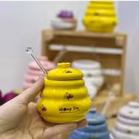 عسل خوری سرامیکی رنگی طرحدار 