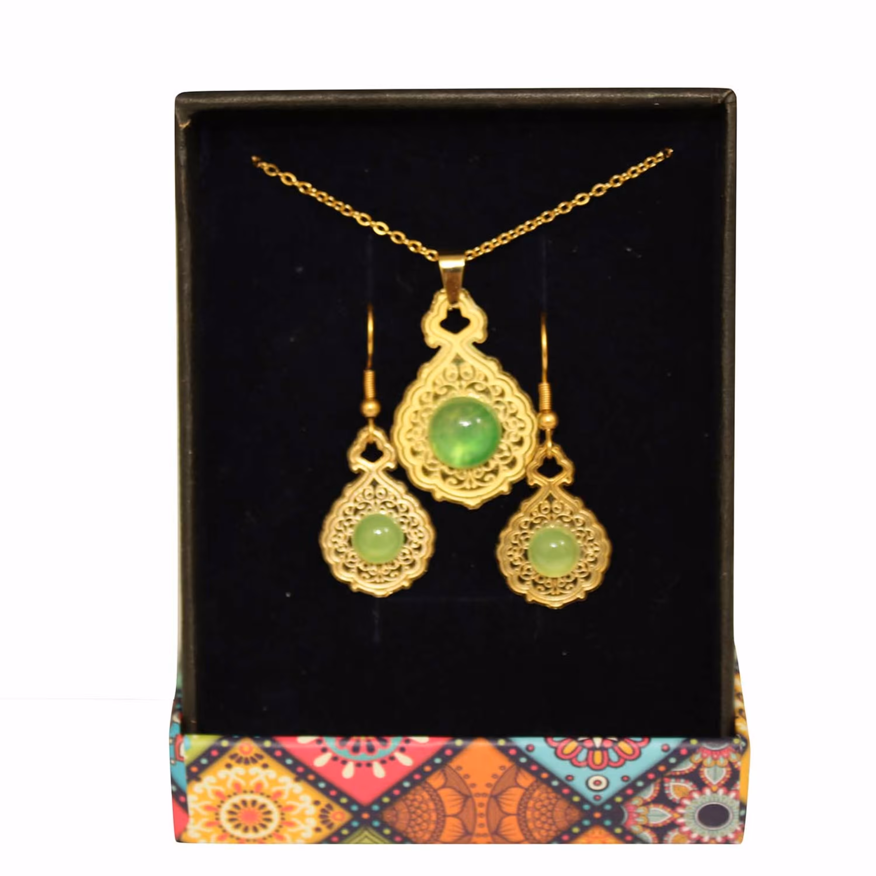 102021- نیم ست ترنج نگین گرد 