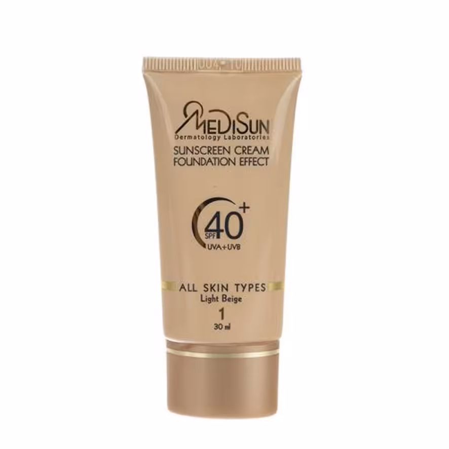 ضد آفتاب کرم پودری SPF40 مناسب انواع پوست مدیسان بژ روشن 