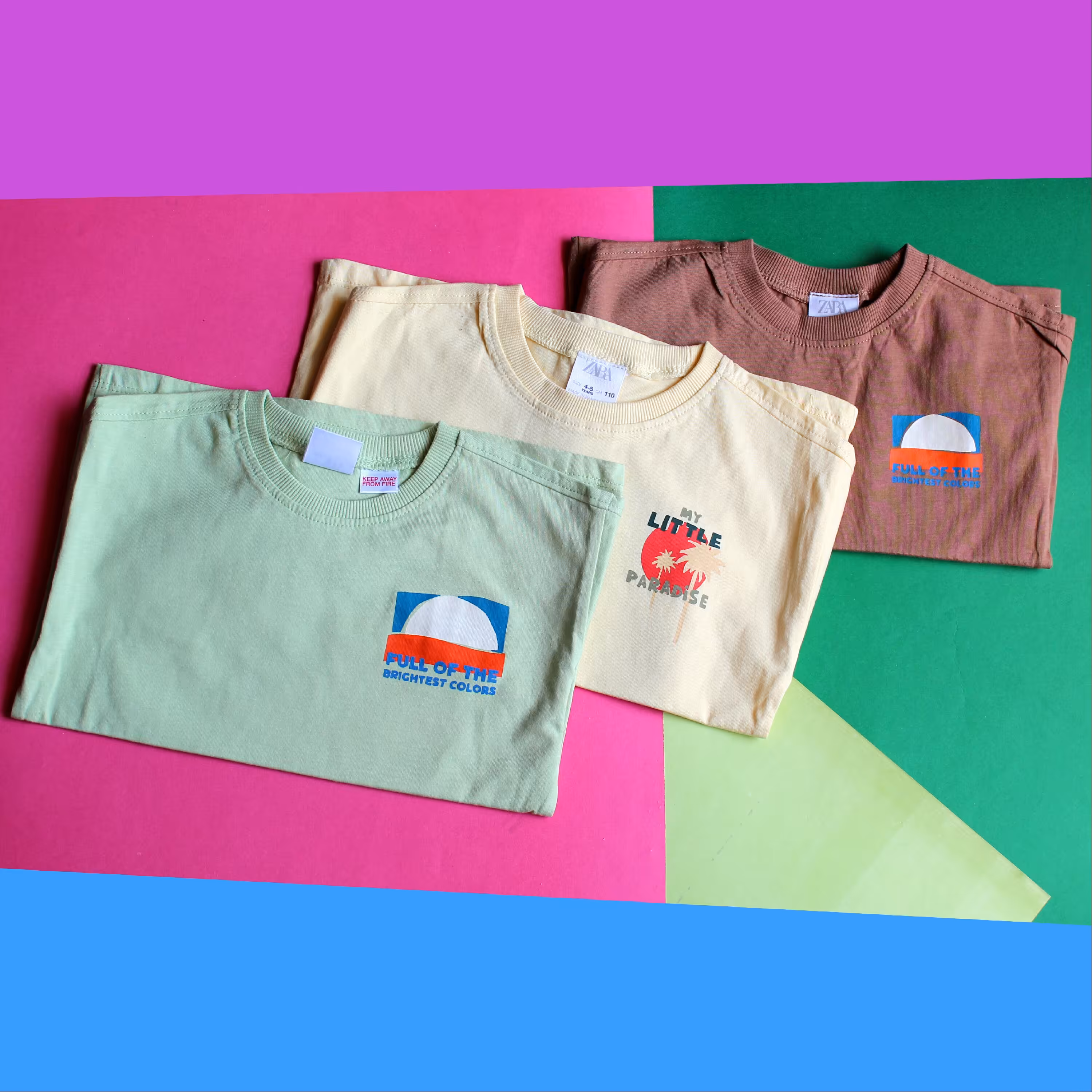 بلوز اسپرت مناسب دختر ها و پسرها برند Zara کیفیت بالا پست کار چاپدار  در 4 رنگ از سایز سه ماه تا 5 سالگی