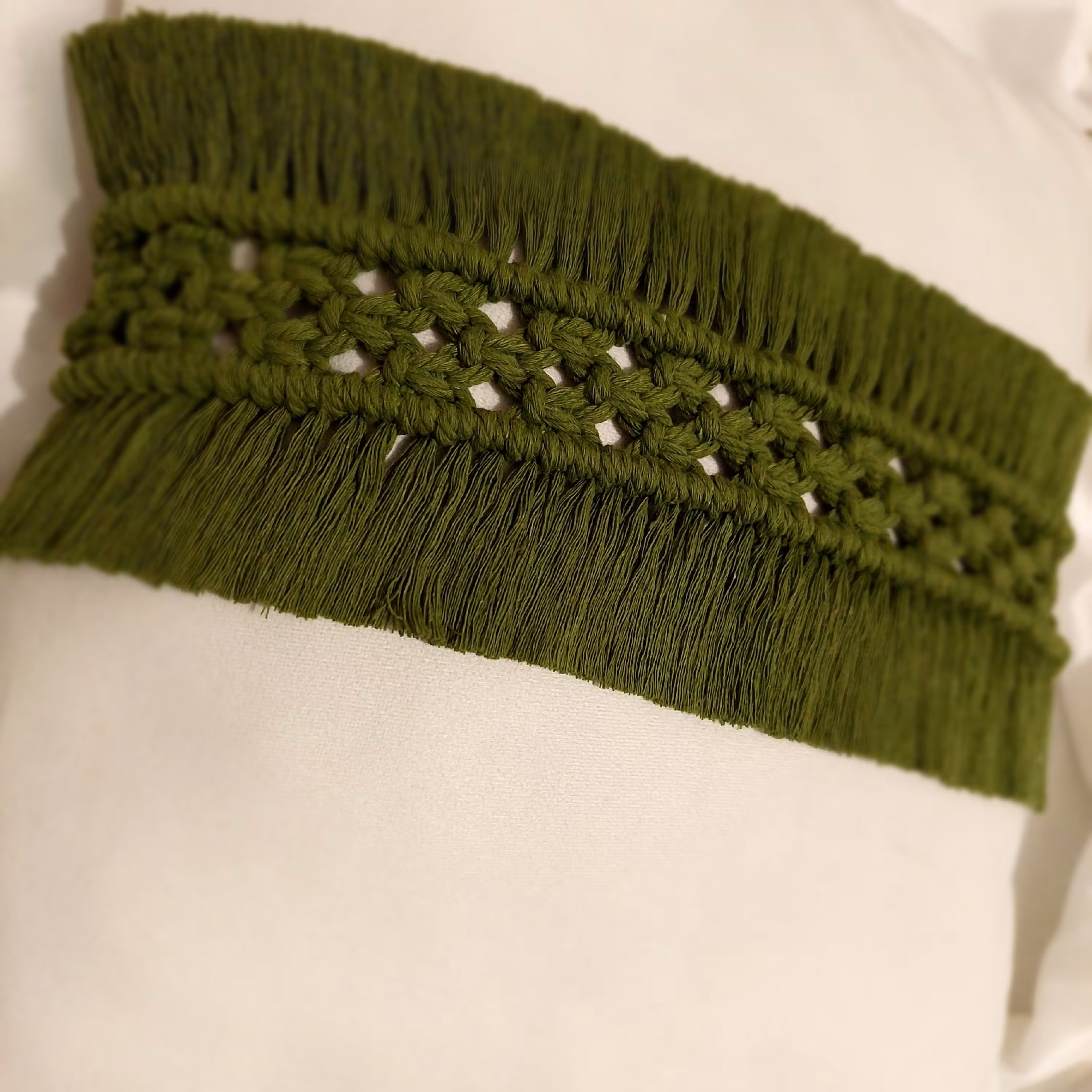 کاور کوسن مکرومه رنگ سبز