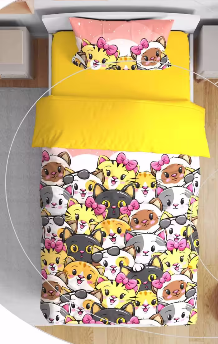 روتختی یک نفره آلوئه ورا لومانا 4تکه طرح Playful cats pink