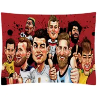 بالش کودک الیاف ویسکوز ضد حساسیت با رویه مخمل طرح فوتبالیست ها مدل P2-608 سایز 60x40 شرکت تولیدی رنس