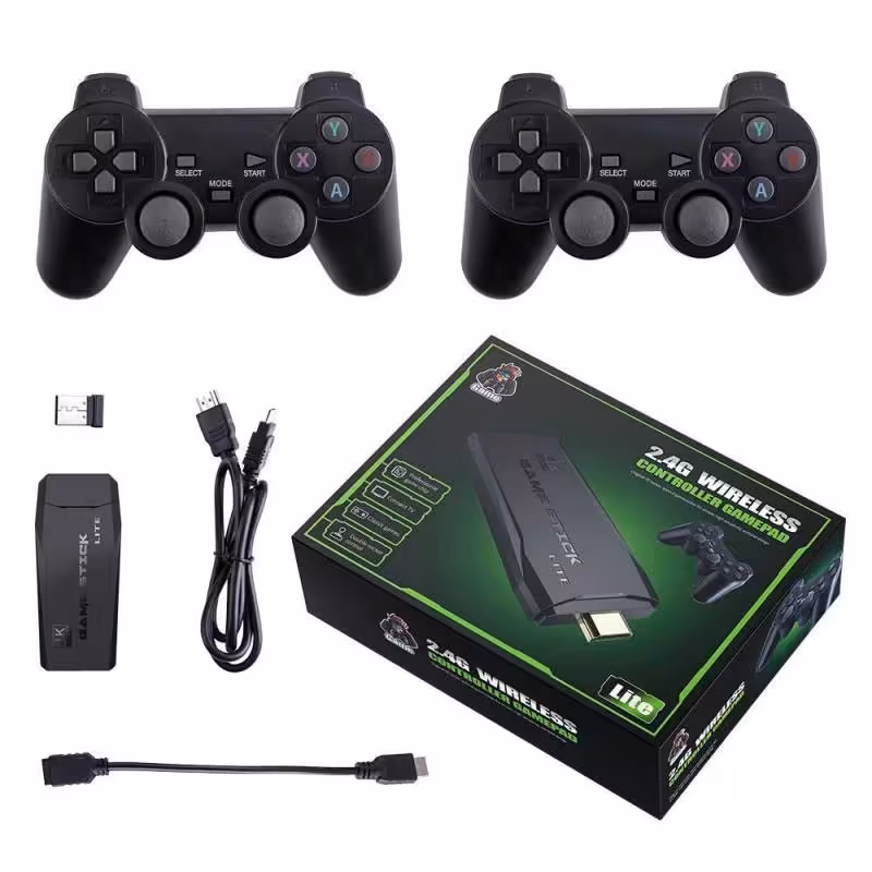 کنسول بازی دو دسته بی سیم ، گیم استیک لایت ، 10 هزار بازی نوستالژی مدل Game Stick lite 4K ظرفیت 64 گیگ