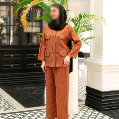 مانتو شلوار زنانه فاستونی جنس محصول پلیسه هس مدل مانتو شلوار شادلی