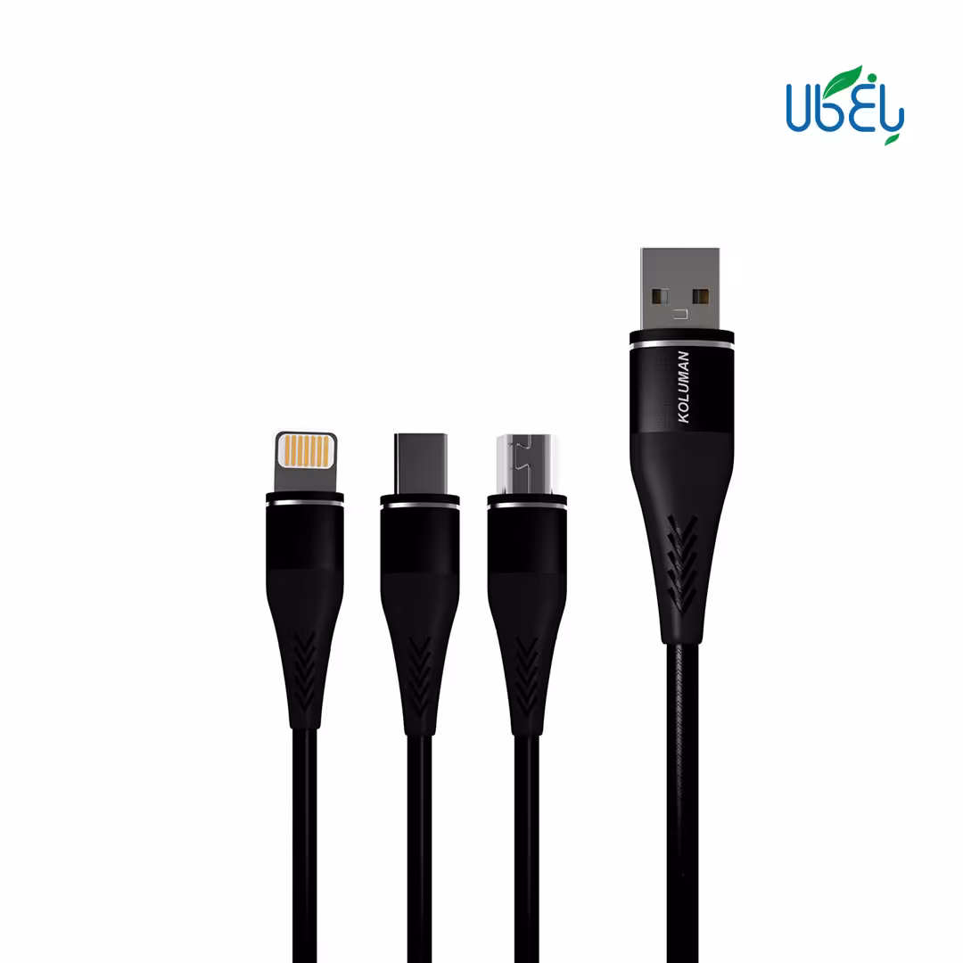 کابل USB به لایتنینگ/microUSB/USB-C کلومن مدل KD-24 به طول 120cm