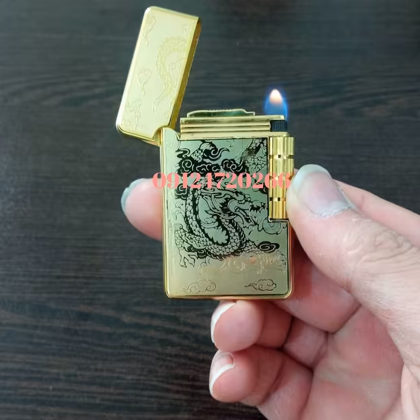 فندک روکش طلای با حک اسم رایگان به همراه جعبه و شناسنامه 