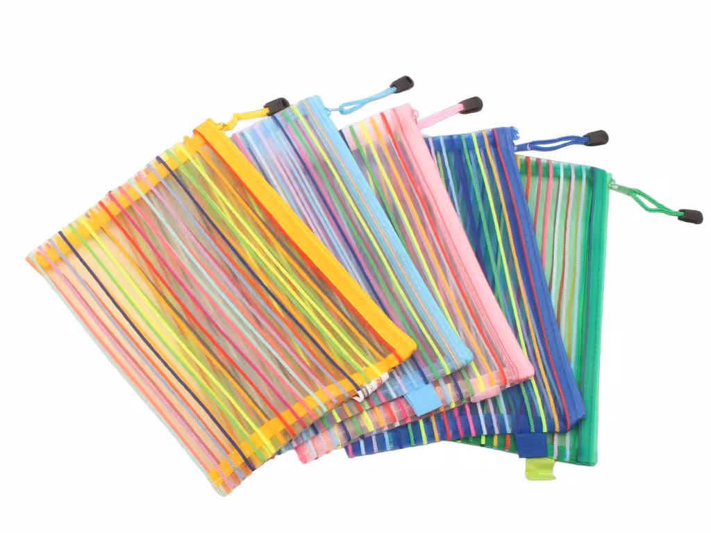 پوشه زیپ دار توری راه راه سایز A5