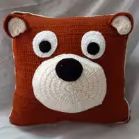 کوسن دست بافت قلاب بافی طرح خرس