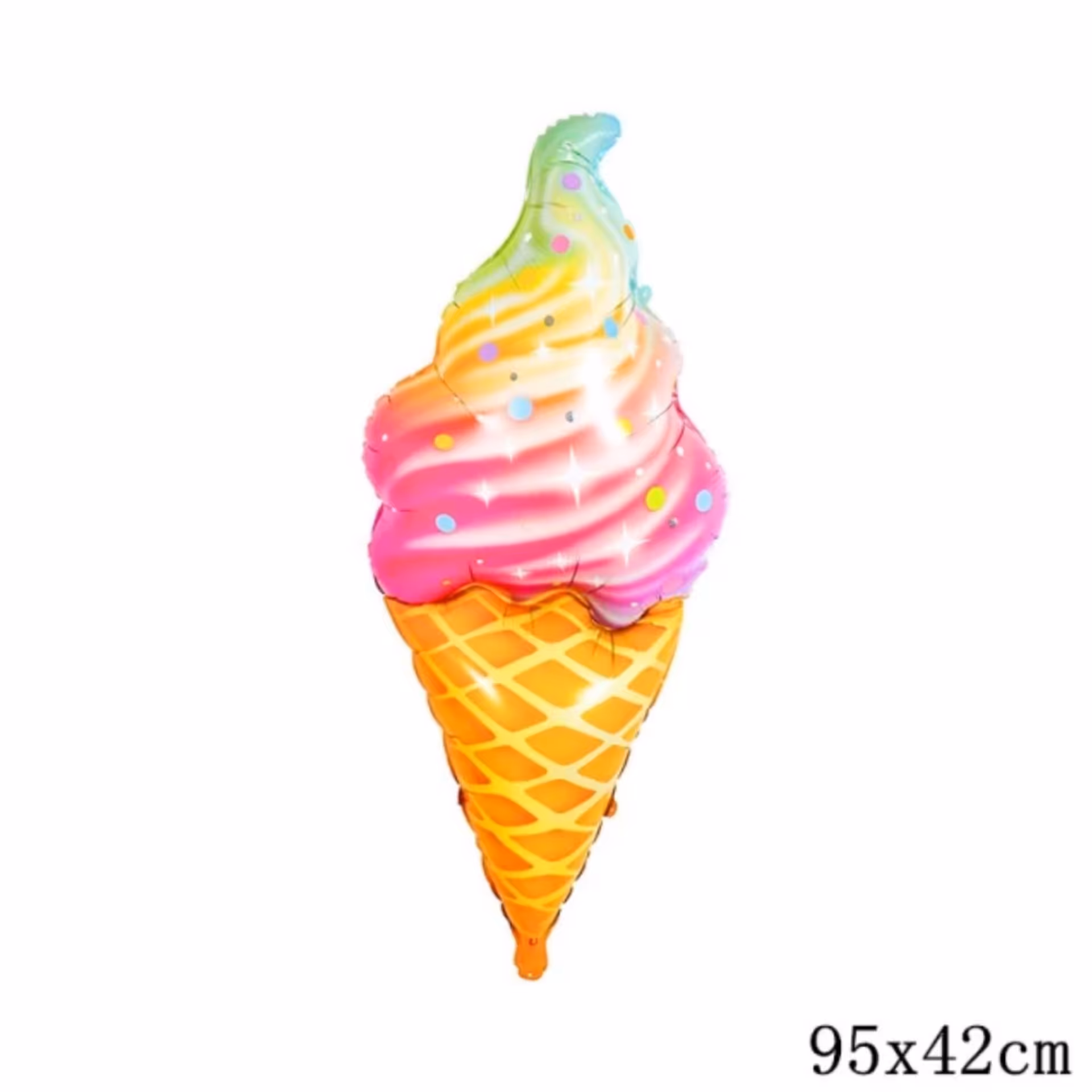 بادکنک فویلی بستنی قیفی رنگین کمانی بزرگ