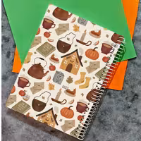 دفتر خطدار جلد سخت 80 برگی سیمی  طرح پاییز و خونه