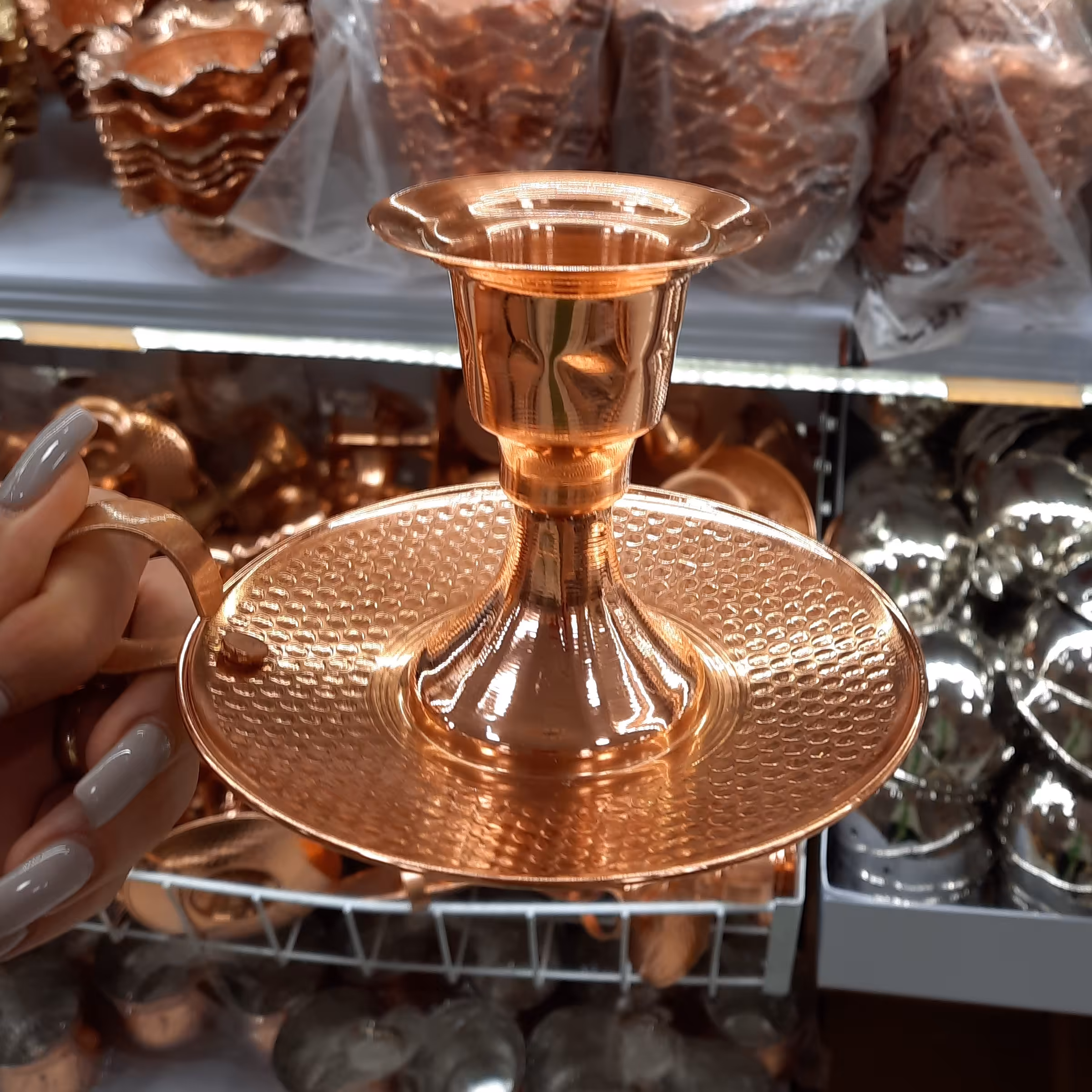 جاشمعی مسی دسته دار  نانو شده مدل بشقابی