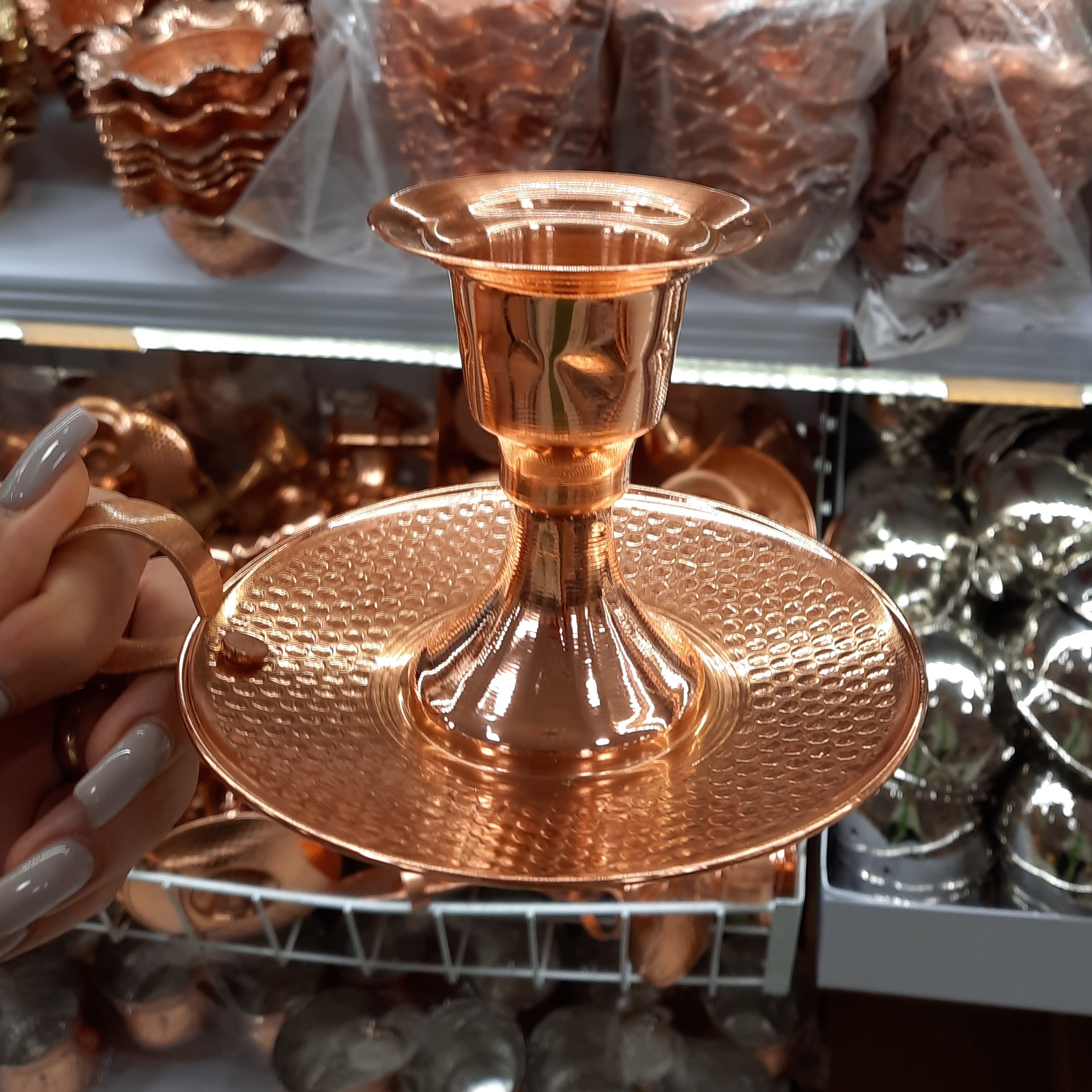 جاشمعی مسی دسته دار نانو شده مدل بشقابی