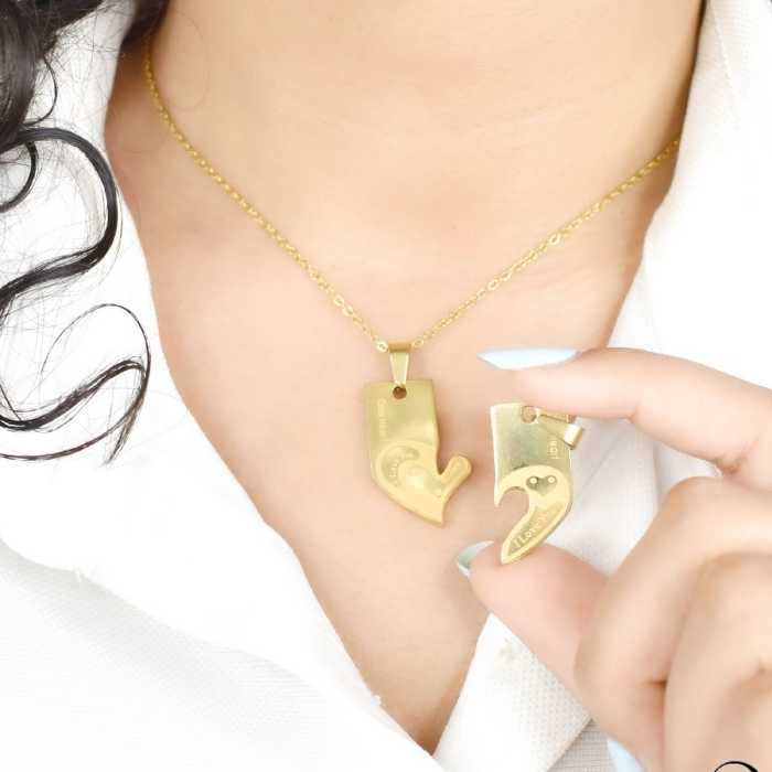 گردنبند ست(مکمل) طرح قلب طرح طلا کد 6834