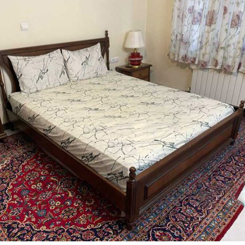حراج روتختی کشدار 3 تکه تشک تخت دو نفره سایز (180)مدل ماربل رنگ (استخونی)