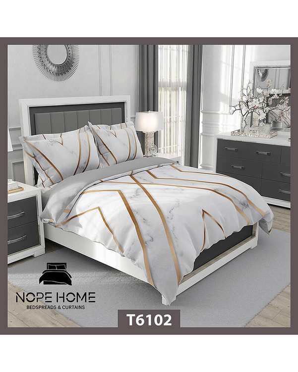 سرویس لحاف روتختی یک نفره 5 تکه نوپه هوم Nopehome طرح ماربل کد T6102