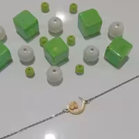 دستبند سن پلاس طلایی طرح ماه و قلب