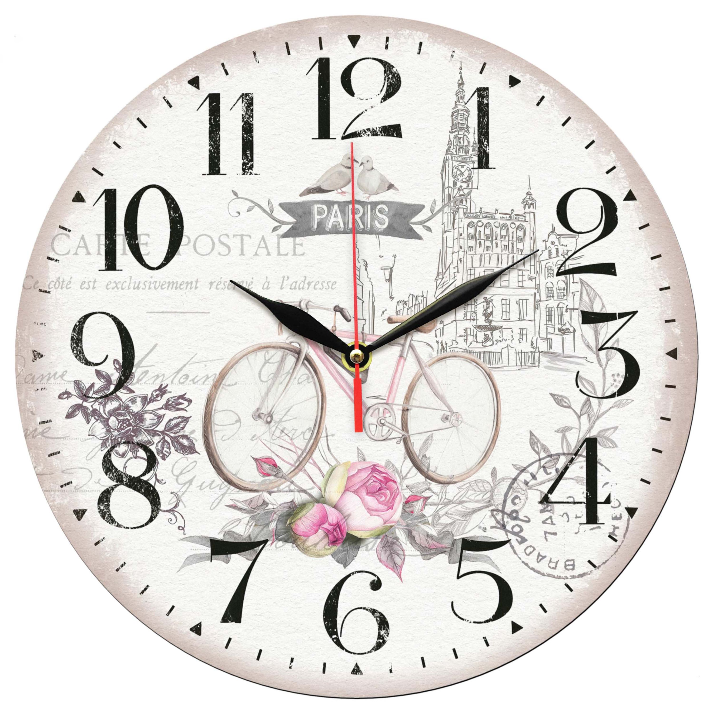 ساعت دیواری مدل 1115 طرح دوچرخه و گل و پاریس قطر 30