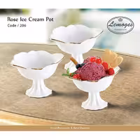 بستنی خوری چینی لب طلا مدل رز برند لمون