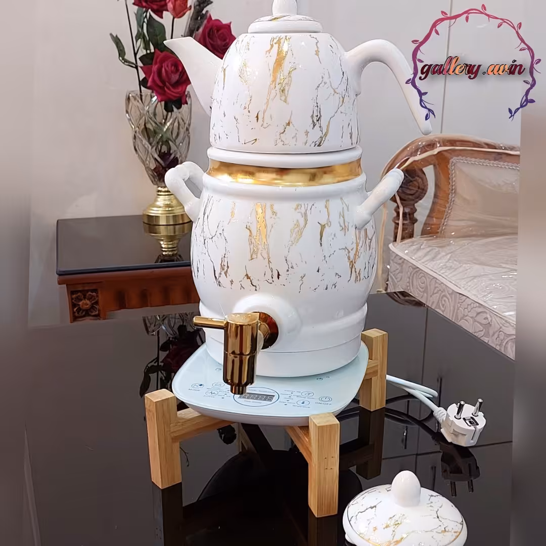 چایساز هوشمند برقی شیردار  وارداتی چینی  خارجی سفید دارای  گرم نگهدارنده