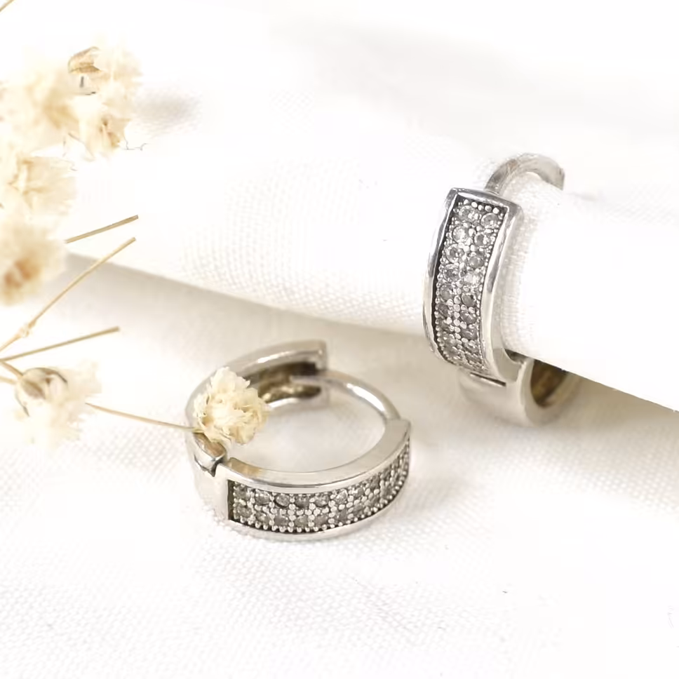 گوشواره کلیپسی نگین اتمی نقره کد 9788