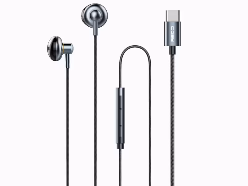 هندزفری تایپ‌ سی HiFi رسی Recci REP-L26 Type-C Stereo Sound HiFi Wired Earphone