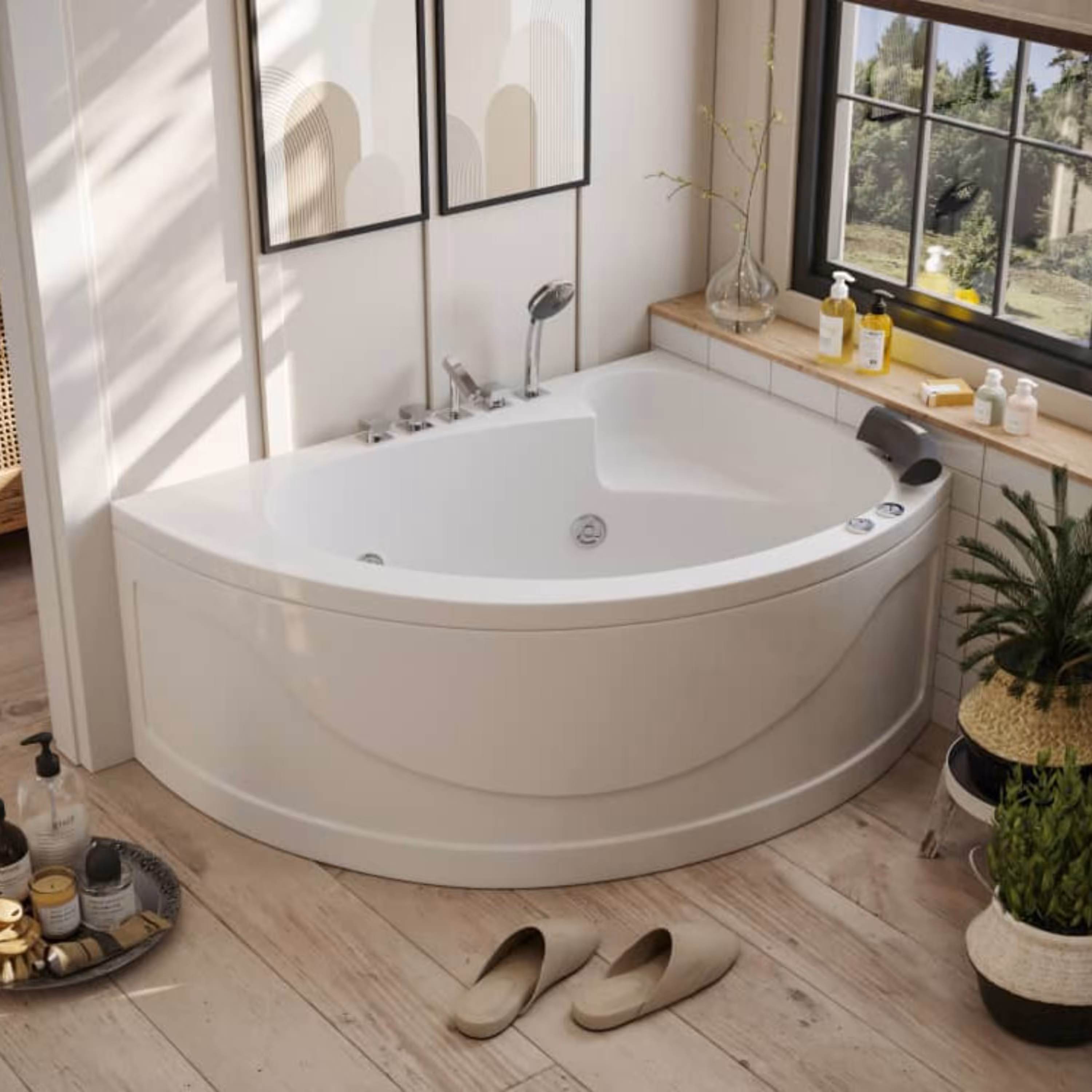 وان جکوزی جلو گرد 1نفره کد  207  با ابعاد  100 در 155  رنگ سفید