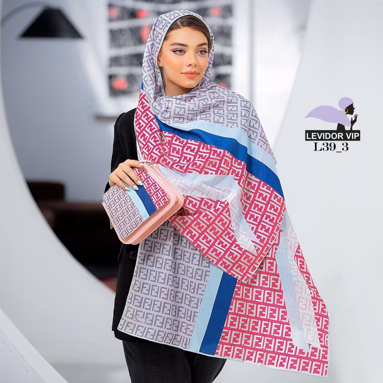 ست کیف وشال صورتی F