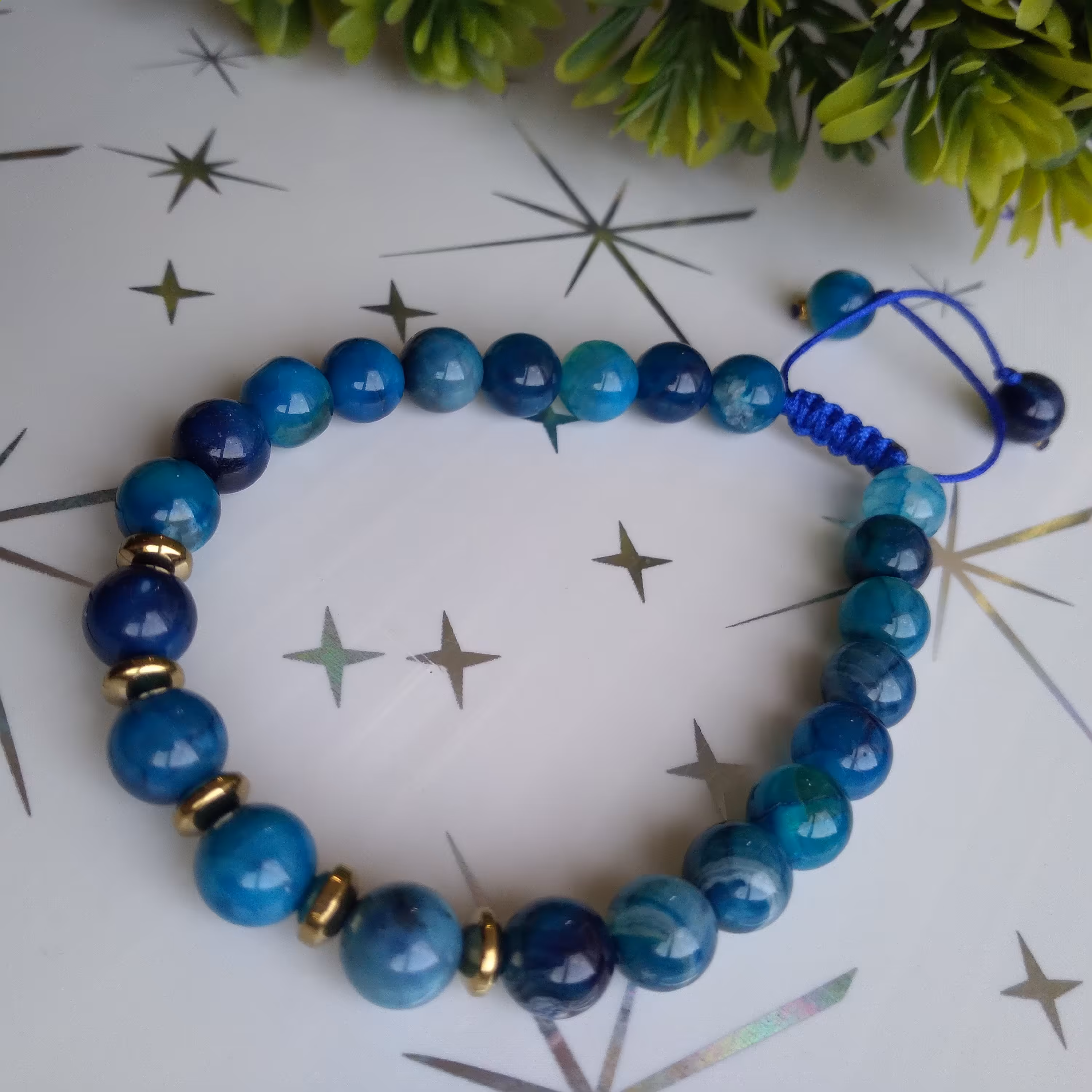 دستبند سنگ عقیق ابی زیبا 